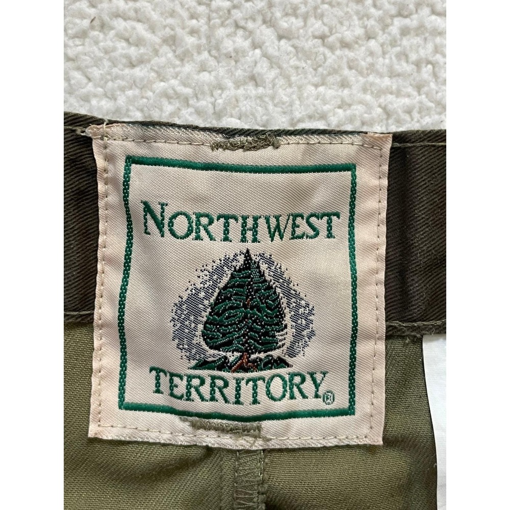 Vintage 90s Northwest Territory Mens Large Cargo Pants Woodland Camo Adj Waist - Picture 2 of 16